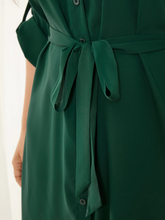 Plus Size Belt Design Front Button Tie-up Design Dress